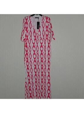 Cocoepps Pink and White Maxi Dress Size‎ XXL